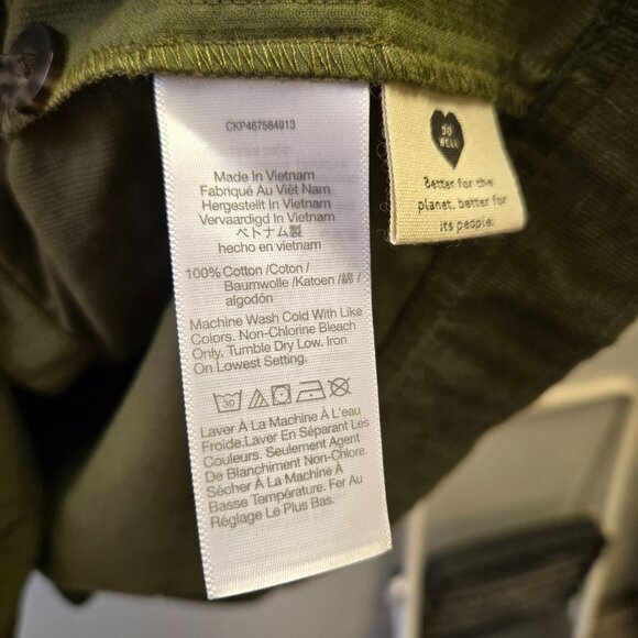 NWT Madewell Plus Green Kale Corduroy Button-Down Mini Dress Size 22W Long Sleev - Picture 7 of 11